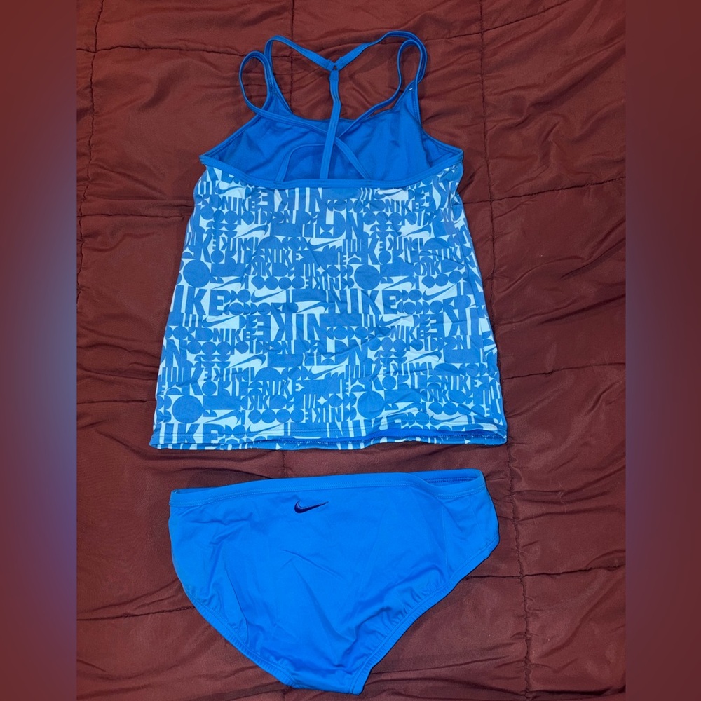Nike Girls' Blue Graphic Tankini Swim Set Size Large - Picture 2 of 5